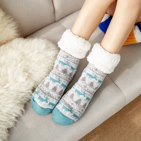 Nordic blue fluffy socks