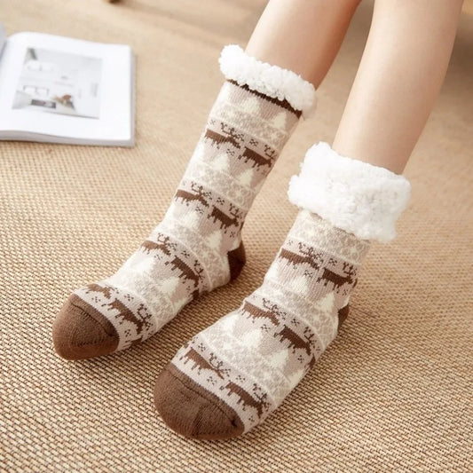 Nordic brown fluffy socks