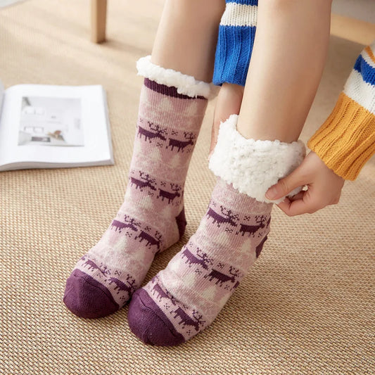 Nordic purple fluffy socks