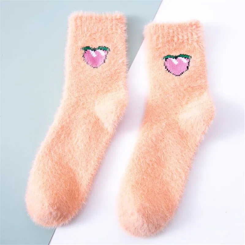 Peach fluffy socks