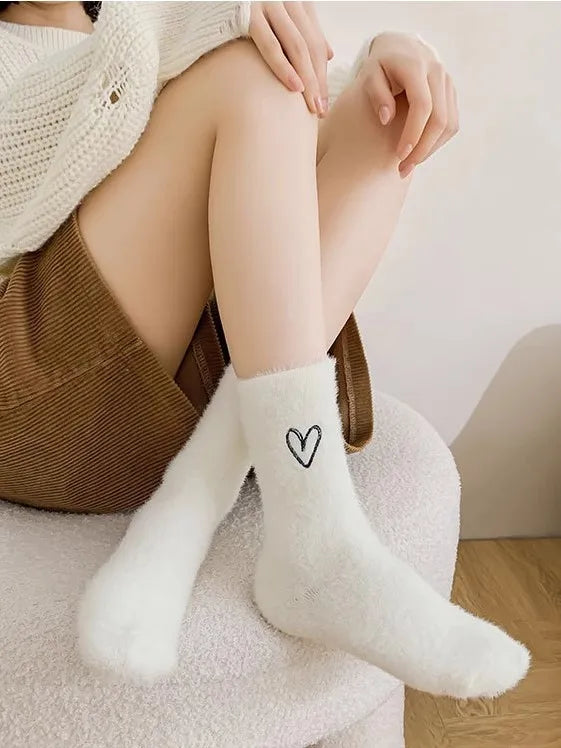 Heart fluffy socks