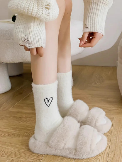 Heart fluffy socks