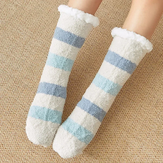 Frosty Stripe Fuzzy Socks