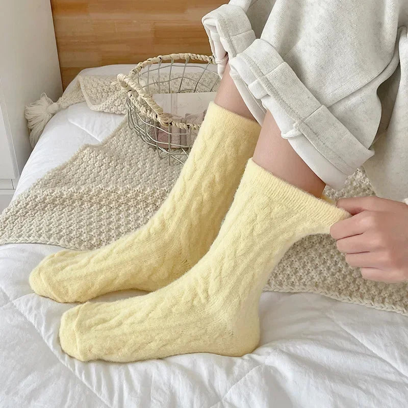 Yellow fluffy socks