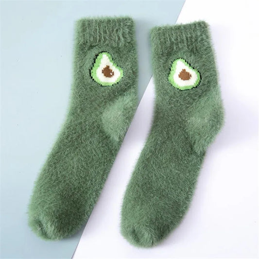 Avocado fuzzy socks